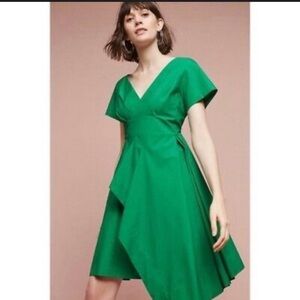 Maeve by Anthropologie Asymmetrical Green Dress